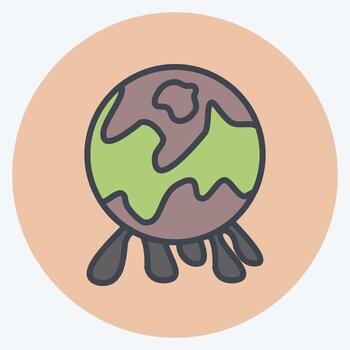 Global Pollution Icon in trendy color mate style isolated on soft blue background vector