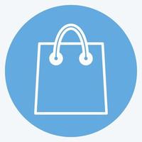 icono de bolsa de compras en el moderno estilo de ojos azules aislado sobre fondo azul suave vector