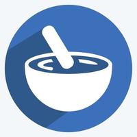 Mixing Bowl Icon in trendy long shadow style isolated on soft blue background vector