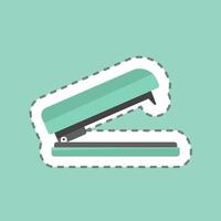Stapler Sticker in trendy line cut isolated on blue background vector