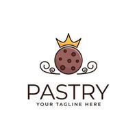 Cookie Logo Design With Crown Icon Combination vector