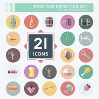 Food and Drink Icon Set in trendy flat style isolated on soft blue background vector