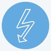 icono de flash en el moderno estilo de ojos azules aislado sobre fondo azul suave vector