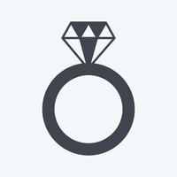 icono de anillo de diamantes en estilo moderno glifo aislado sobre fondo azul suave vector