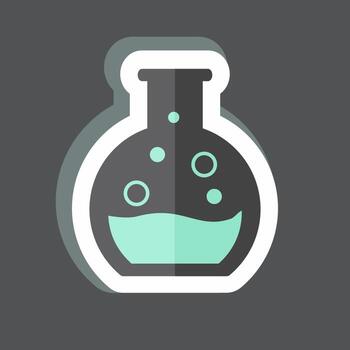 Round Bottom Flask Sticker in trendy isolated on black background vector