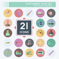 Stationery Icon Set in trendy flat style isolated on soft blue background vector