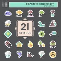 Disasters Sticker Set in trendy isolated on black background vector