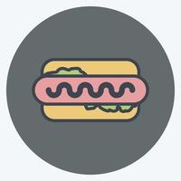 Hot Dog Icon in trendy color mate style isolated on soft blue background vector