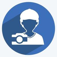 Taking picture Icon in trendy long shadow style isolated on soft blue background vector