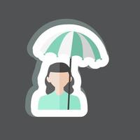 Holding umbrella Sticker in trendy isolated on black background vector