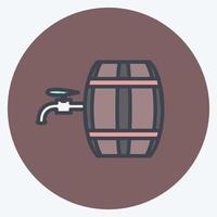 Barrel with Tap Icon in trendy color mate style isolated on soft blue background vector