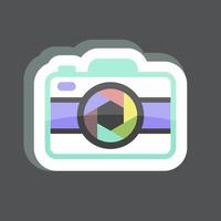 Camera I Sticker in trendy isolated on black background vector