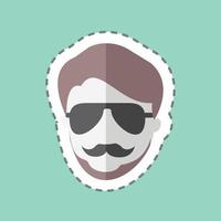 Hipster Man Sticker in trendy line cut isolated on blue background vector