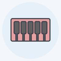 Piano Icon in trendy color mate style isolated on soft blue background vector