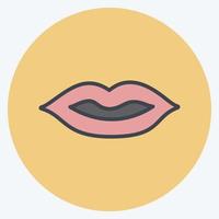 icono de labios en el moderno estilo de color mate aislado sobre fondo azul suave vector