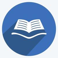 Open Book Icon in trendy long shadow style isolated on soft blue background vector