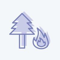 Icono de incendio forestal en estilo moderno de dos tonos aislado sobre fondo azul suave vector