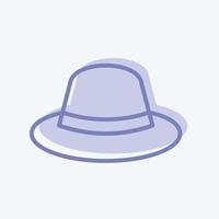 icono de sombrero en estilo moderno de dos tonos aislado sobre fondo azul suave vector