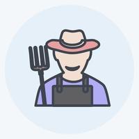 Farmer Icon in trendy color mate style isolated on soft blue background vector