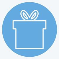 icono de caja de regalo en el moderno estilo de ojos azules aislado sobre fondo azul suave vector