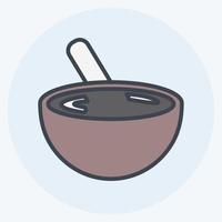 Mixing Bowl Icon in trendy color mate style isolated on soft blue background vector