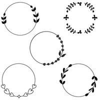 Floral Frame Collection. Floral round shape border, Set of cute retro flowers arranged un a shape of the wreath perfect for wedding invitations and birthday cards