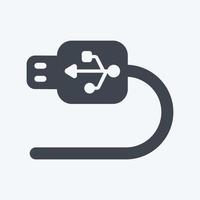 Icono de cable USB en estilo moderno glifo aislado sobre fondo azul suave vector