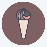 icono de helado en el moderno estilo de color mate aislado sobre fondo azul suave vector