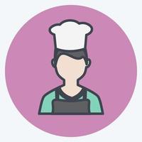 Chef Icon in trendy color mate style isolated on soft blue background vector