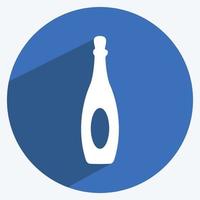 Bottle Icon in trendy long shadow style isolated on soft blue background vector