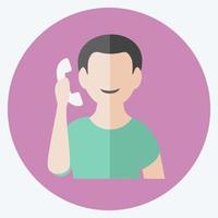 Talking on phone Icon in trendy flat style isolated on soft blue background vector