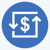 Transaction Icon in trendy long shadow style isolated on soft blue background vector