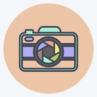 Camera I Icon in trendy color mate style isolated on soft blue background vector