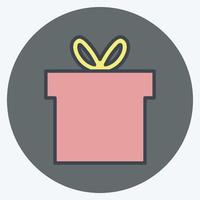 Gift box Icon in trendy color mate style isolated on soft blue background vector