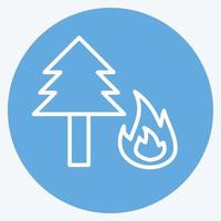 Icono de incendio forestal en el moderno estilo de ojos azules aislado sobre fondo azul suave vector