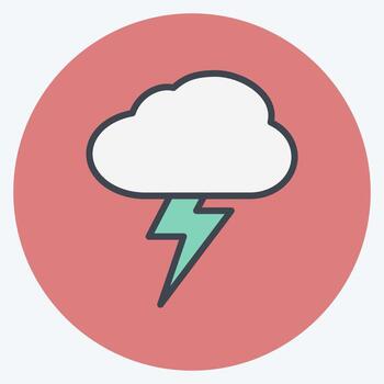 icono de rayo en el moderno estilo de color mate aislado sobre fondo azul suave vector