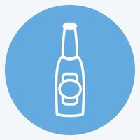 botella de cerveza i icono en el moderno estilo de ojos azules aislado sobre fondo azul suave vector