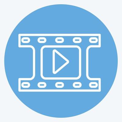 Video Reel Icon in trendy blue eyes style isolated on soft blue background