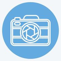 Camera I Icon in trendy blue eyes style isolated on soft blue background vector