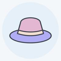 Hat Icon in trendy color mate style isolated on soft blue background vector