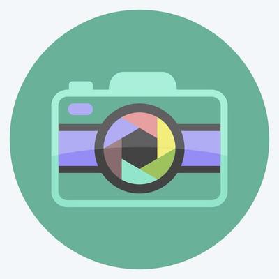 Camera I Icon in trendy flat style isolated on soft blue background