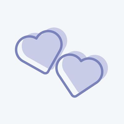 Hearts Icon in trendy two tone style isolated on soft blue background