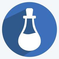 Flask Icon in trendy long shadow style isolated on soft blue background vector