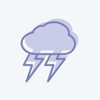 Icono de tormenta en el moderno estilo de dos tonos aislado sobre fondo azul suave vector