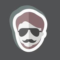 Hipster Man Sticker in trendy isolated on black background vector