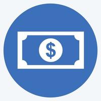 Dollar Icon in trendy long shadow style isolated on soft blue background vector
