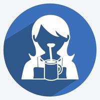 Drinking Icon in trendy long shadow style isolated on soft blue background vector