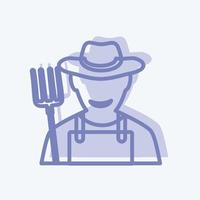 Farmer Icon in trendy two tone style isolated on soft blue background vector