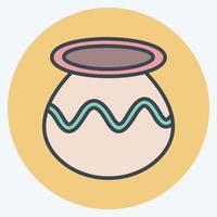 Plant Pot Icon in trendy color mate style isolated on soft blue background vector