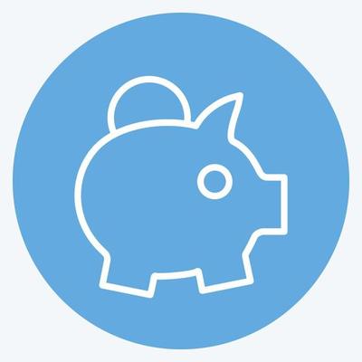 Savings Icon in trendy blue eyes style isolated on soft blue background